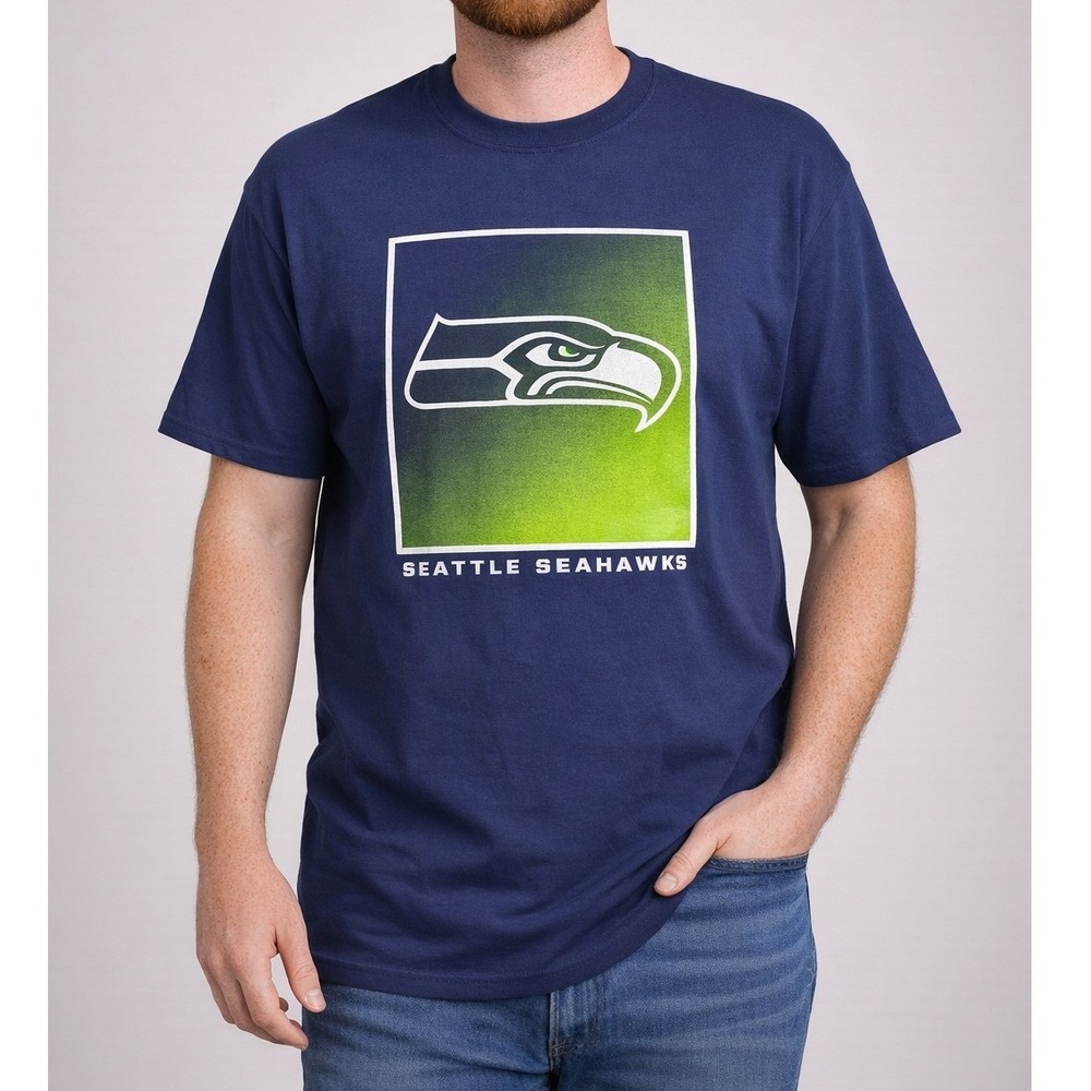 NFL Seattle Seahawks Team Apparel Graphic T‎ Shirt Navy Blue Mens 2XL NWT